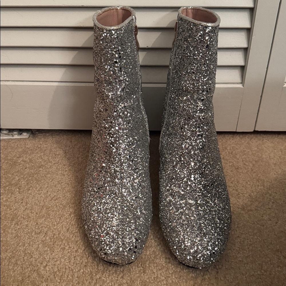 Silver Glitter Ankle Boots